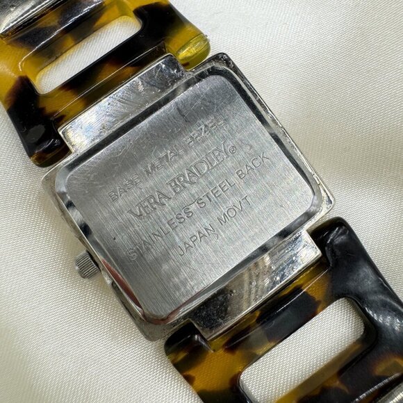 Vintage Vera Bradley Rectangular Face Watch With Tortoise Shell Pattern Bracelet - Picture 5 of 8